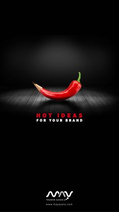 a red chili pepper on a black background with the words hot peppers for your brand