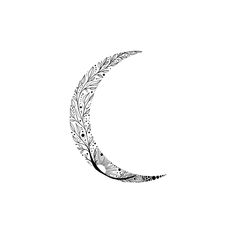 a black and white drawing of a crescent