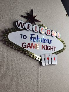 Welcome to Fabulous Game Night l Vegas Game Night Cake Topper  | Casino Game Night Party | Las Vegas | Las Vegas Party Haunted Casino Party, Casino Themed Homecoming, Casino Night Birthday Party Ideas, Casino Christmas Party, Casino Night Decorations, Casino Games For Party, Las Vegas Decorations Ideas, Vegas Theme Party Decorations, Game Night Theme Party