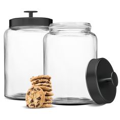 PRICES MAY VARY. Kitchen Storage: Keep your dry staple ingredients fresh and organized. These glass storage containers are perfect for storing flour, sugar, pastas, cookies and candies Durable Glass: Each storage jar in this set is made with high-quality, clear, and chip resistant glass. They have an extra large 3.7 liter capacity and are dishwasher safe Airtight Lids: Comes with 2 tight fitting lids with easy grip knobs to keep contents fresh for weeks Bathroom Apothecary: Tidy up your bathroom Bathroom Apothecary, Glass Kitchen Canisters, Bathroom Jars, Dishwasher Pods, Glass Storage Containers, Kitchen Canister Set, Kitchen Jars, Glass Jars With Lids, Glass Canisters