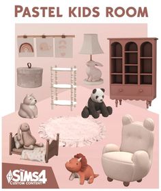 Niños – Mundo Sims Newborn Sims 4 Cc, Sims 4 Kids Cc Furniture, Sims Child Cc, Pastel Kids Room, Sims Room, Infant Cc, Sims Decor, Witchy House