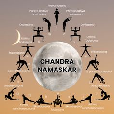 Chandra Namaskar, ou Saudação à Lua, é uma sequência de asanas que homenageia à energia serena e receptiva da lua, ajudando-nos a conectarmo-nos com ela. Esta prática suave e fluida é uma viagem através das fases da lua, da lua nova à lua cheia, convidando-nos a sintonizarmo-nos com a nossa própria natureza intuitiva e receptiva. #chandranamaskar #saudacaoalua #yoga #yogaflow #moon #lua Moon Namaskar, Chandra Namaskar Yoga, Chandra Namaskar, Hata Yoga, Quick Yoga, Morning Yoga Routine, Surya Namaskar, Yoga Guide