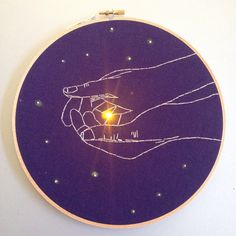 a hand holding a star in the middle of a purple circle