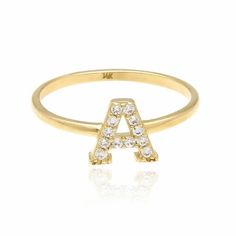 This beautiful ring features a sparkling simulated diamond encrusted initial letter set in 14K yellow gold. This ring is perfect for adding a touch of glamour and personalization to any outfit. Ring size: Simply include your desired ring size in the order note when placing your order. Product SpecificsAll specifications are approximate and may vary for the same model. Weight 1.5g Metal Yellow Gold Metal Purity 14K Finish High Polished Ring Size 6-9 (include desired ring size in the order note wh Heart Accessories, Europe Style, Letter Ring, Initial Ring, Gold Initial, Diamond Carat, Silver Shop, Personalized Rings, Ring Style