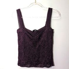 Zara Knit Crop Top With Straps Burgundy/Purple The Knit Wear Collection Women's Sz M Nwt New With Tag Casual Lavender Knit Tops, Purple Knit Top For Spring, Fitted Zara Crochet Top, Fitted Purple Crochet Top For Spring, Fitted Zara Pointelle Knit Top, Casual Purple Zara Tops, Zara Lavender Casual Tops, Summer Purple Knitted Tops, Knit Wear