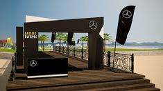 an artist's rendering of a stage set up for a fashion show on the beach