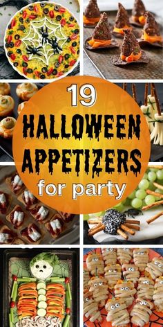 19 Halloween Appetizers for Party Halloween Appetizers For Party, Halloween Appetizer Ideas, Easy Halloween Appetizers, Easy Halloween Food Appetizers, Halloween Themed Appetizers, Fun Halloween Appetizers, Halloween Dip, Halloween Potluck, Halloween Appetizer