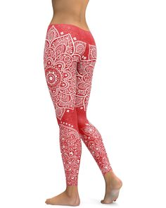 Red, red mandala leggings.. Because did you know that seeing the color red can make your heart beat faster? So basically when wearing these leggings your heart might beat faster but also the heartbeat of others might increase when they see you in these fabulous Red Mandala Leggings. Red Yoga Leggings, Mandala Leggings, Gym Pants Women, Red Mandala, Red Can, 100 Squats, The Color Red, Heart Beating Fast, Gym Pants