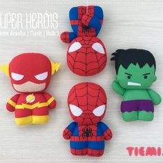 the avengers plushies are made to look like they're in different colors and sizes