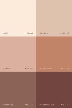 four shades of brown, beige and pink