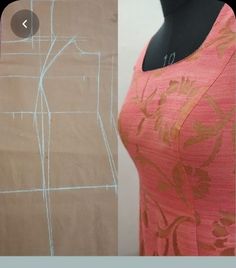 a woman's dress is being drawn on the side of a mannequin