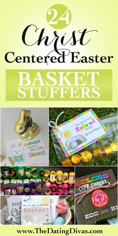 easter basket stuff with the words 24 christ centered easter baskets