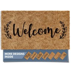 a welcome mat with the word welcome on it