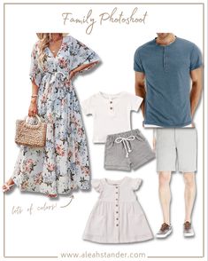 family picture outfits Matching Family Outfits For Pictures, Coordinated Family Outfits, Family Outfits For Pictures, Baby Boy White Shirt, Outfits For Pictures, Outfits For Photoshoot, Mens Photoshoot, Blue Floral Maxi Dress