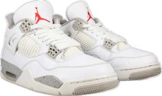 White Casual Air Jordan 4 With Perforations, Sporty White Lace-up Air Jordan 4, Casual White Air Jordan 4 For Streetwear, White Air Jordan 4 Sport Shoes, White Sporty Air Jordan 4 For Sports, White Low-top Air Jordan 4 With Perforations, White Air Jordan 4 With Perforations, Sporty White Air Jordan 4 With Perforations, Casual Air Jordan 4 Sports Shoes With Perforations