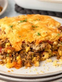 a casserole with meat and vegetables on a plate