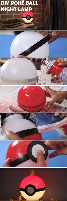 the instructions for how to make an inflatable poke ball lamp with leds