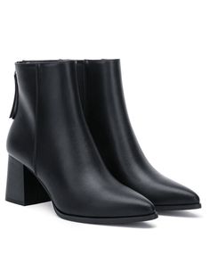 Black  Collar     Embellished   Women Shoes Winter Chelsea Boots With Block Heel And Medium Width, Winter Chelsea Boots With Block Heel, Trendy Chelsea Boots With Block Heel For Work, Trendy High Heel Chelsea Boots With Stacked Heel, High Heel Martin Boots For Workwear, Medium Width, Trendy Ankle-high Wide Calf Heeled Boots, Trendy Ankle-high Chelsea Boots With Stacked Heel, Winter Ankle Martin Boots With Stacked Heel, Winter Martin Ankle Boots With Stacked Heel