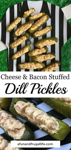 cheese and bacon stuffed dill pickles are an easy appetizer for any party