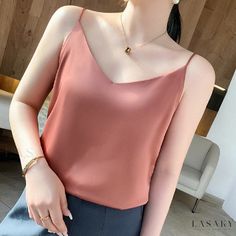 Lasaky - Delicate Shoulder Cord Necklace with Back Panel and Lining Silky Camisole, Satin T Shirt, Lace Camisole Top, Tank Top Straps, Backless Top, Silk Tank Top, Silk Camisole, Spaghetti Strap Top, Lace Camisole