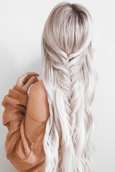 Half Pony Hairstyles, Long White Hair, Cute Braided Hairstyles, Pinterest Hair, Long Blonde Hair, Hair Dos, Gorgeous Hair, White Hair