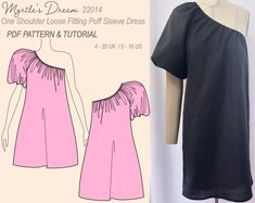 a sewing pattern for a dress with ruffles on the shoulders and one shoulder