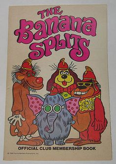 the banana splits official club member's book, with an image of three cartoon characters