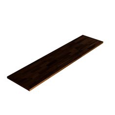 a wooden shelf that is on top of a white wall and has wood planks