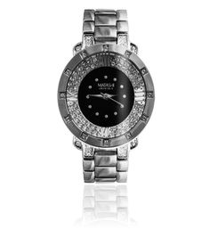 With its timeless look and dazzling array of radiant Matashi crystals, this beautiful classic watch with white face will add a touch of elegance to any outfit. The 18k white gold plating gives this chain link watch a luxe look; Crafted with quality materials like 18K White Gold and embellished with high quality Crystals means that this watch is a winner wherever you decide to wear it! | This carefully crafted watch is plated with 18K white gold which enhances its eye catching design. Integral to Elegant Watches With Diamond White Metal Dial, Elegant Diamond White Watch With Metal Dial, Silver Diamond Watch With Brilliant Cut As Gift, Elegant Diamond Watch With Bling, Elegant White Gold Diamond Watch With Bling, Elegant White Gold Embellished Diamond Watch, Silver Diamond Watch With Diamond Hour Markers For Evening, Elegant Stainless Steel Diamond Watch With Diamond Accents, Elegant Stainless Steel Diamond Watch With Accents