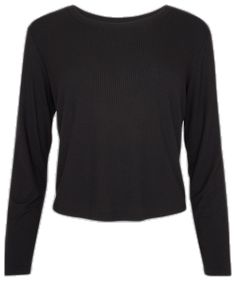 Black Ribbed Long Sleeve Top For Spring, Black Ribbed Long Sleeve Crew Neck Top, Black Stretch Long Sleeve Top For Loungewear, Black Long Sleeve Loungewear Top For Spring, Black Long Sleeve Top For Spring Loungewear, Black Tops With Ribbed Cuffs For Spring, Comfy Sets, Natural Weave, Women Long Sleeve Tops