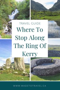 the cover of a travel guide to where to stop along the ring of kerry