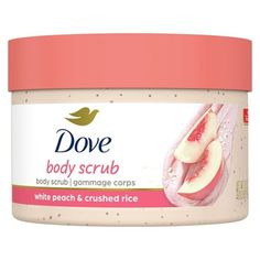 Take your skincare experience to the next level with Dove Body Scrubs moisture formula, created with a one fourth moisturizing cream to prime your skin with the delightful scent of White Peach & Crushed Rice. Discover the pathway to natural care, a harmonious blend of naturally sourced ingredients combined with sulfate-free cleansers that lovingly nurture your skin, delivering unparalleled silkiness. Prioritize self-care and skin care as you exfoliate - gently apply the scrub to wet skin, then r Dove Body Scrub, Silky Smooth Skin, Skin White, Exfoliating Body Scrub, Shea Body Butter, Body Scrubs