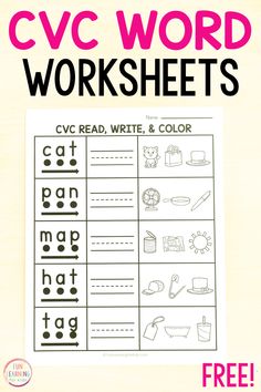 the cvc word worksheets are perfect for kids to practice their handwriting skills