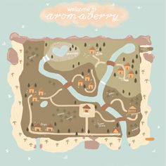 an illustrated map with the words welcome to aaron berry