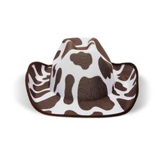 Instantly elevate your costume for a costume party, Halloween party, rodeo, festival, or performance with this fun cowboy hat. The white and brown cow print cowboy hat is ideal for showing off your style while line dancing, bull riding, or simply running errands. The comfortable and breathable EVA velvet will be sure to block out the sun and keep your head cool. The western hat measures 14.2 x 11.5 x 5 inches and has an elastic string to comfortably fit on most youth head sizes. Western Costume Hat For Halloween, Western Halloween Costume Hat, Western Style Halloween Costume Hat, Western White Costume Hats And Headpieces For Summer, White Western Costume Hats And Headpieces For Summer, Western Style Halloween Costume Hats And Headpieces, Western Costume Hats And Headpieces For Rodeo Halloween, White Adjustable Western Costume Hats And Headpieces, Adjustable White Western Costume Hats And Headpieces