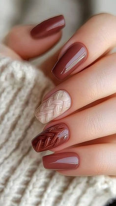 Sweater Nails Fall, Sweater Nails Designs, Texture Nails, Sweater Texture, New Years Eve Nails, Thanksgiving Nail Art, Chic Nail Art, Korean Nail Art, Fall Nail Trends