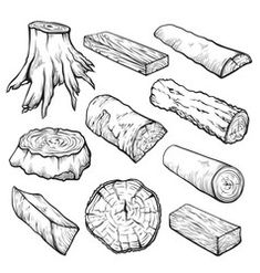 a bunch of different types of logs and their names are shown in this hand drawn illustration