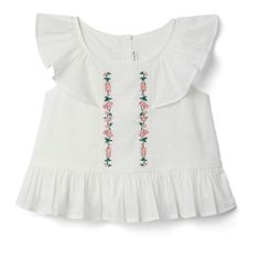 Janie And Jack Top With Pink Rose Embroidered Detail Nwt Size 6 (Runs Small I’d Say) Cute Floral Embroidery Summer Tops, Cute Embroidered Summer Tops, Pink Cotton Tops With Floral Applique, Cute Embroidered Tops For Spring, Cute Embroidered Spring Tops, Cute White Tops With Floral Embroidery, White Floral Applique Short Sleeve Top, White Short Sleeve Top With Floral Applique, Cute Cotton Tops With Floral Applique