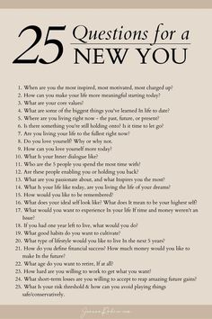 the 25 questions for a new you