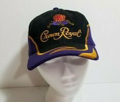 Very nice Crown Royal IROC - International Race of Champions - Series hat.  Black and purple with embroidered logos. Adjustable sizing with hook and loop closure.  Made in USA.  In very good, almost new, condition and is possibly unworn. Please feel free to contact me if you have any questions. Buyer to pay all shipping charges, just check the shipping calculator for your options. Thanks for looking! Race Of Champions, Crown Royal Drinks, Crown Royal Bags, Bag Ideas, Black And Purple, Crown Royal, Logo Black, Hat Making, Hook And Loop