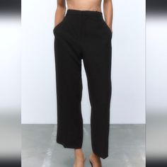 Measurements: 14.75" Waist, 38" Long, 26" Inseam Side Pockets, Back Welt Pockets, Front Zip, Front And Back Creases Hidden Button And Hook Closure Nwt, Never Worn No Trades/Pp Tailored High-waist Wide Leg Pants With Pockets, Office Wear Ankle-length Pants With Welt Pockets, Ankle-length Pants With Welt Pockets For Office, Chic Tailored Bottoms With Pockets, Office Wear Bottoms With Welt Pockets And Tapered Leg, High-waisted Office Dress Pants With Pockets, Straight Leg Work Pants With Pockets For Office, Tapered Leg Bottoms With Welt Pockets For Office Wear, Straight Leg Work Pants With Pockets