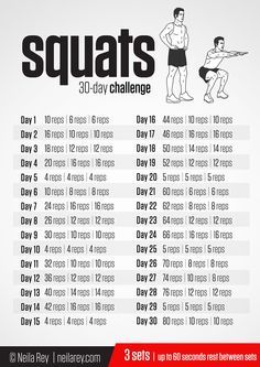 a poster showing how to do squats for the first time in 30 minutes or less