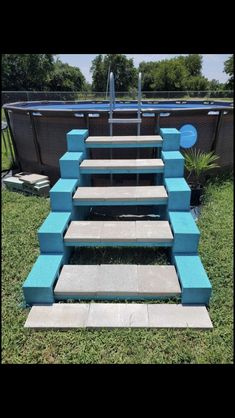 a set of stairs made out of concrete blocks