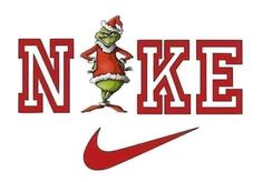 an image of the grin face in santa's hat and red nike shoe logo