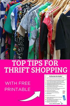 the top tips for thrift shopping with free printable