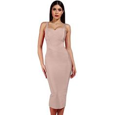 Whoinshop Women's Rayon Strap Celebrity Midi Evening Party Bandage Dress Khaki New With Tags Size Xs Elegant Sleeveless Slim Fit Dress, Slim Fit Evening Dresses For Summer, Spring Evening Dresses, Slim Fit, Elegant Slim Fit Sleeveless Dress, Slim Fit Sleeveless Dress For Date Night, Summer Bandage Dresses, Spring Bandage Midi Dress For Date Night, Bodycon Bandage Dress For Date Night, Chic Fitted Bandage Dress