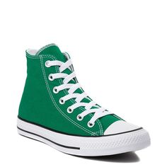 Converse Chuck Taylor All Star Hi Sneaker - Amazon Green | Journeys Casual Green Basketball Shoes With Gum Sole, Green Cotton Sneakers For Streetwear, Casual High-top Green Basketball Shoes, Casual Green High-top Basketball Shoes, Green Cotton Streetwear Sneakers, Green Sneakers With Rubber Toe Cap For Sports, Green High-top Sneakers With Speckled Midsole For Sports, Green Converse Sneakers For Sports, Sporty Green High-top Cotton Sneakers