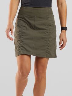 Prana Hiking Skort: Evergreen | Title Nine Green 4-way Stretch Shorts For Outdoor, Casual Nylon Skort With Go-dry Technology, Green 4-way Stretch Sports Skort, Green 4-way Stretch Skort For Sports, Casual Green Moisture-wicking Skort, Functional Stretch Nylon Skort, Casual Skort For Summer Outdoor Activities, Casual Summer Skort For Outdoor Activities, Title Nine