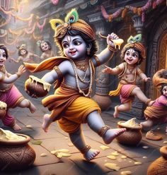 a painting of lord rama dancing with his family