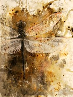 a painting of a dragonfly on a piece of paper